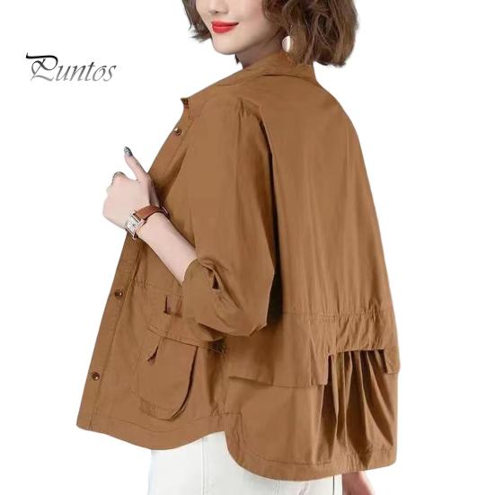 

Весна Осень Женское Пальто Тонкий Однобортный Свободный Однотонный Кардиган Длинные Рукава Повседневная Повседневная Рубашка Куртка Офиса M