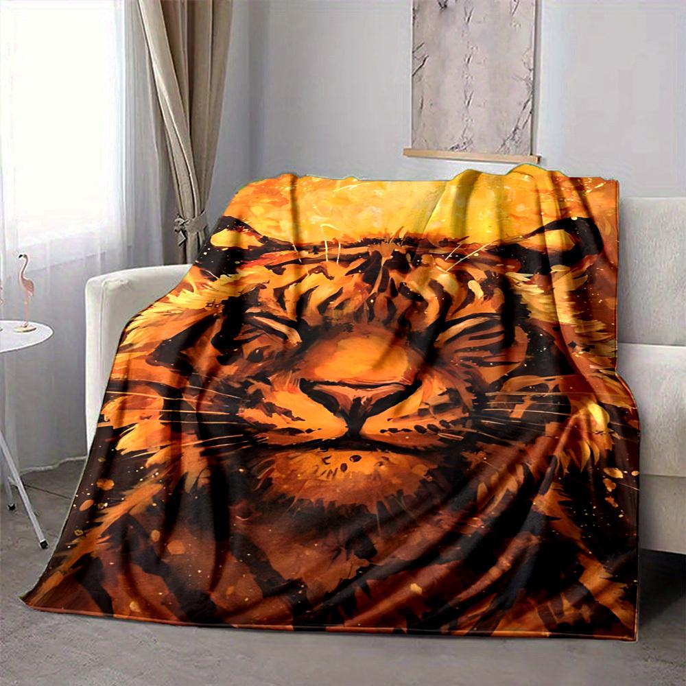 1PC Tiger Face Blanket, Throw For Sofa, Bed, Travel, Camping, Livingroom, And Bed, Printing Blanket With Soft And Warm Fabric Yy250918156