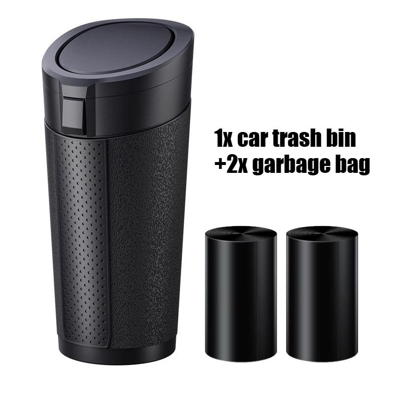 

Mini Car Garbage Can with Lid Leak Proof Vehicle Trash Bin for Cup Holder and Side Door Includes 2/3 Garbage Bags