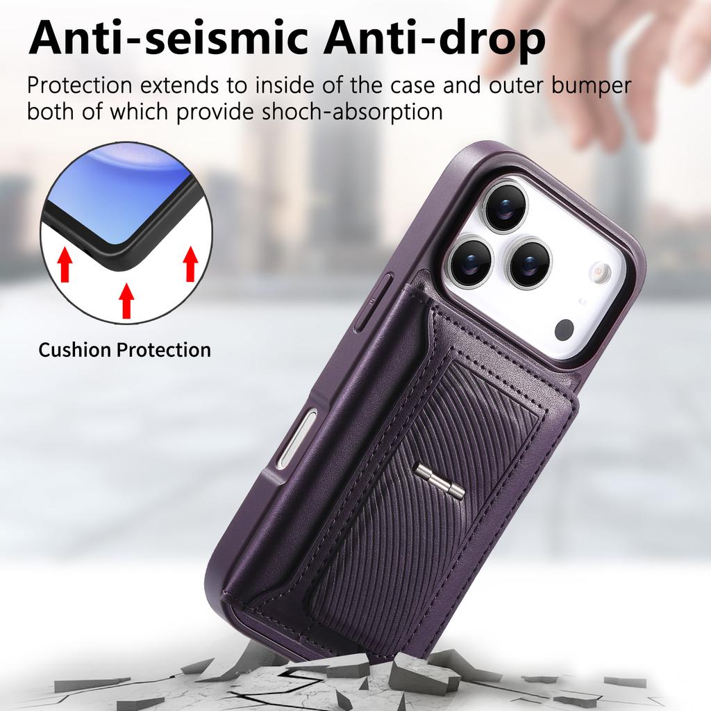 CASENEO For iPhone 17 Pro Max Detachable Magnetic Phone Case with Card Holder Kickstand TPU PU Leather PC Phone Cover Compatible with MagSafe