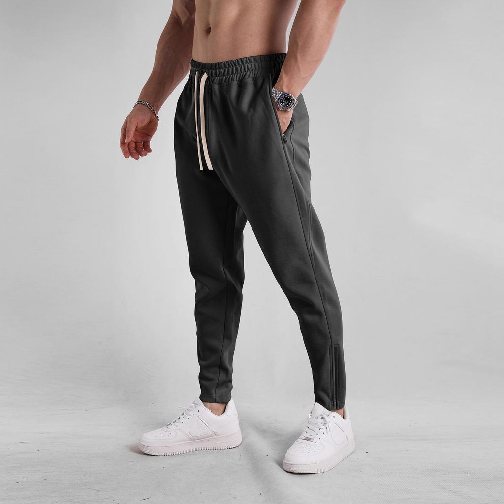 Men's Slim Fit Zippered Cotton Sweatpants for Spring & Autumn – Casual Outdoor Sportswear