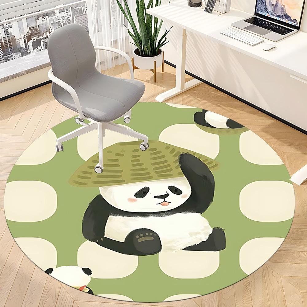 1pc Panda Pattern Office Round Area Rug, Indoor Mat Suitable For Office, Under Office Chairs Bedroom Living Room Home Decor, Room Deco