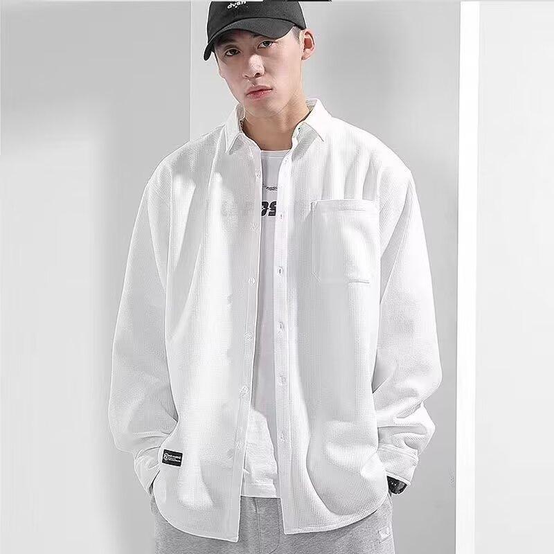 Long Sleeved Shirt, Men'S Summer New Trend, Teenage Shirt, Hong Kong Style, Japanese Style, Loose Plus Inch Shirt Jacket