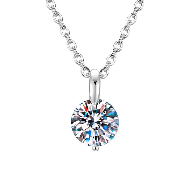 Sterling Round Moissanite Pendant Necklace Women 1ct 2ct 3ct Cubic Zirconia Option Chain Not Included Pendant Only