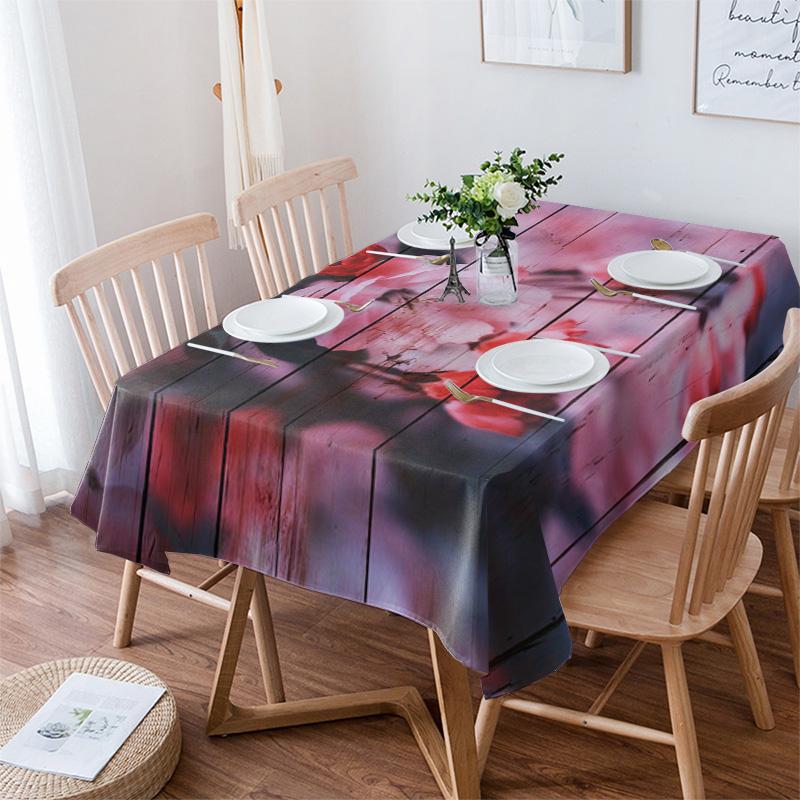 Small Fresh Plum Blossom Print Home Rectangular Tablecloths for Table Party Decoration Waterproof Anti-stain Nappe De Table