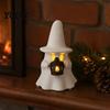Non Scary Halloween Decoration Ghost Decoration, Light Up Cute Spooky Figurine with Small Desktop Ornament Pumpkin/Lantern for Table Tiered