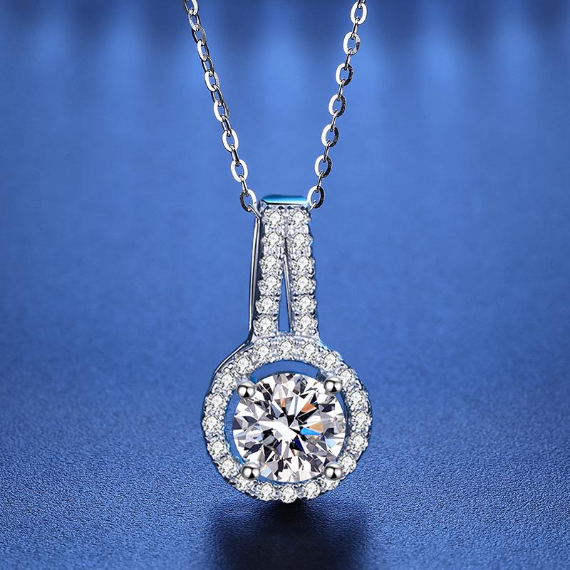 Collana Pendente in Argento Sterling S925 di Alta Gamma con Moissanite - Regalo Lussuoso per Lei