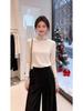 Women's Stacked High Neck Double-Sided Fleece Lace Layering Top for Autumn/Winter