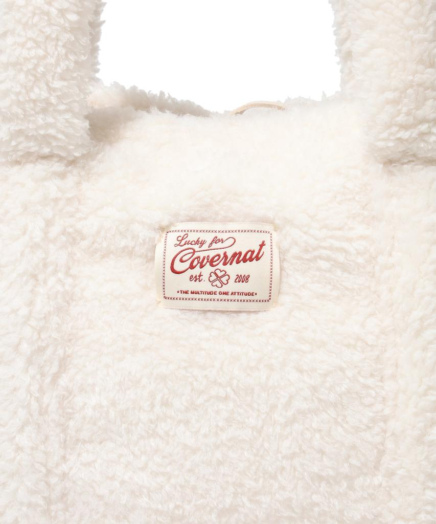 Covernat Woman Clover Heart Fluffy Medium Tote Bag Ivory