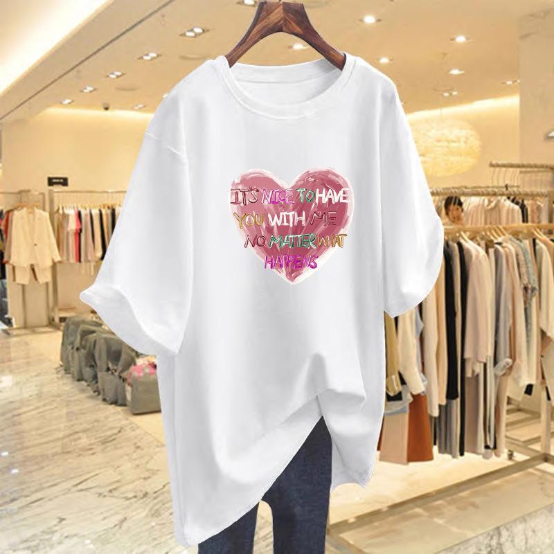 Short-sleeved t-shirt women's 2025 new summer white pure cotton small loose and thin round neck versatile front shoulder top