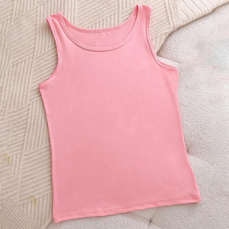 Women Plus Size Solid Color Round Neck Vest Sleeveless Top