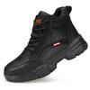 Fashion Waterproof Work Boots Men Steel Toe Boots Black Leather Safety Shoes High Top Winter Working Shoes Security Protective Boot