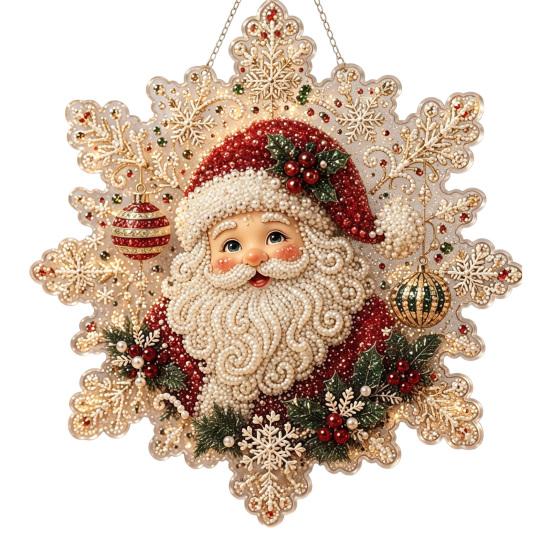Lightweight Durable Acrylic Ornaments Christmas Pendant with Metal Chain, Double-sided Printed 2D Snowflake Indoor Wall And Window Decorations