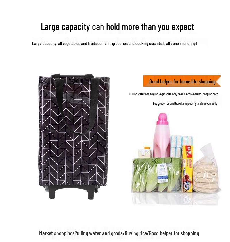 Foldable Shopping Cart Waterproof Trolley for Home Use and Outdoor Trips