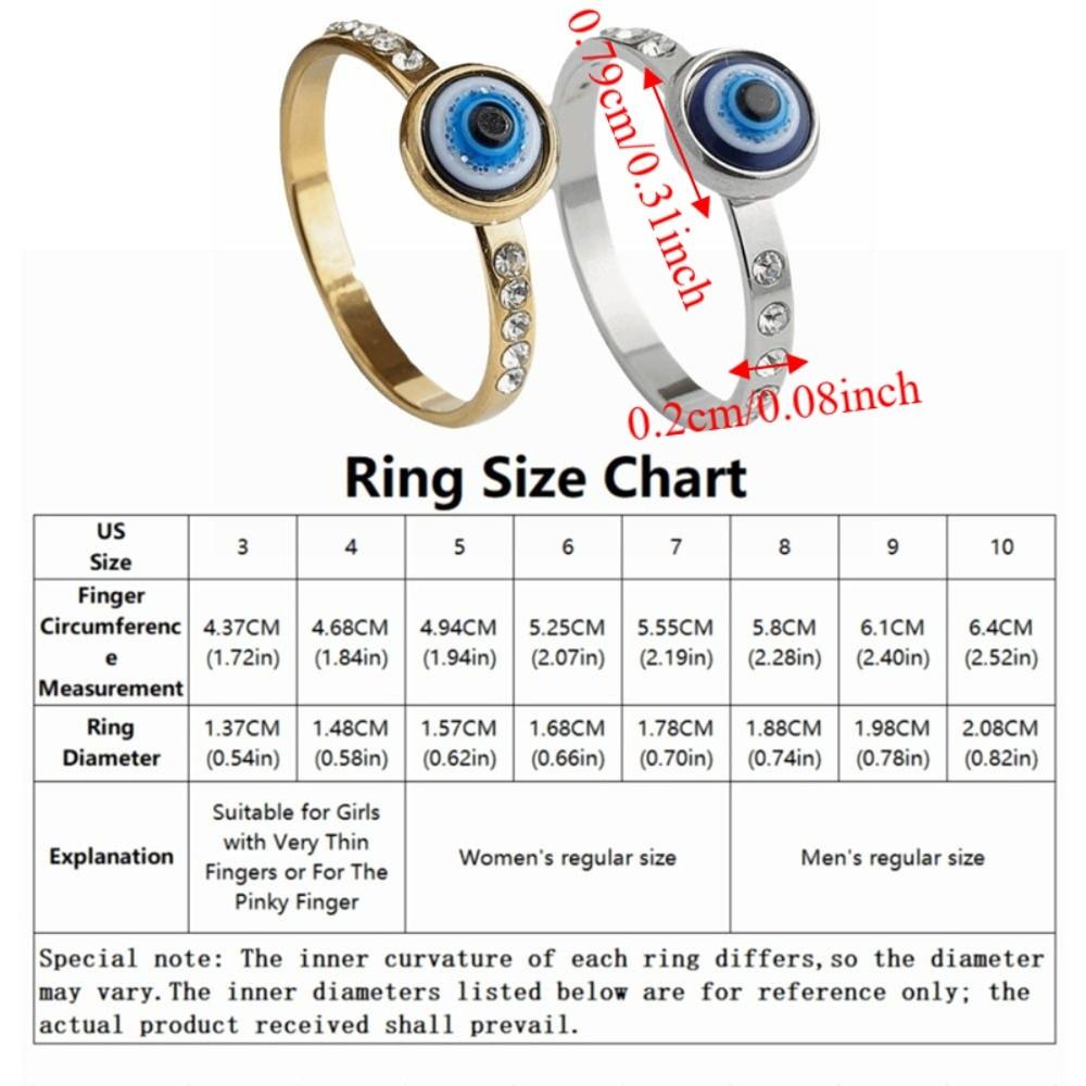 Versatile Use Blue Eye Ring Simple Style Rhinestone-Studded Ring Titanium Steel Ring Gift