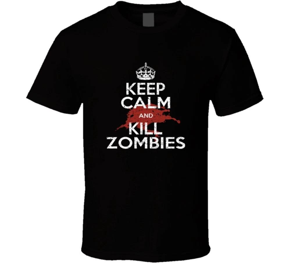 Keep Calm and Kill Zombies Funny Walking Dead Shooting T-shirt M