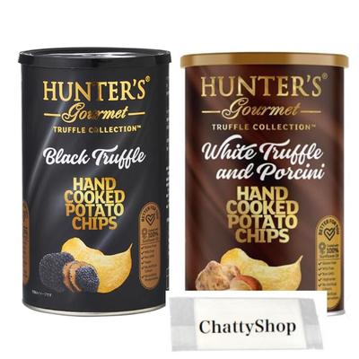 Verkostung Kartoffelchips Schwarzer Trüffel Weißer Trüffel BIG150g aus Big Can mit Original Handtuch [Trüffelvergleich] Hunter's & (Satz 2) JÄGER