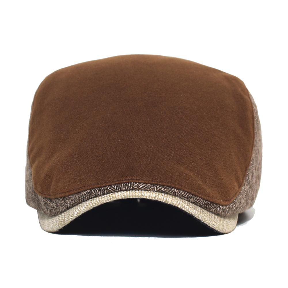 Vintage Herringbone Newsboy Cap Men Women Winter Thick Warm Casual Stripe Berets Gatsby Flat Hat Peaked Cap Adjustable Patchwork