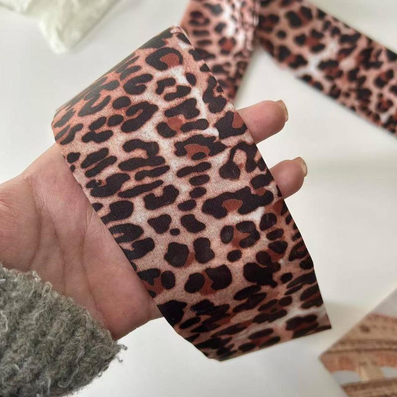 New Leopard Print Silk Scarf Hair Tie Decorative for Women, Aesthetic Hairband , Daily Party Holiday Gift