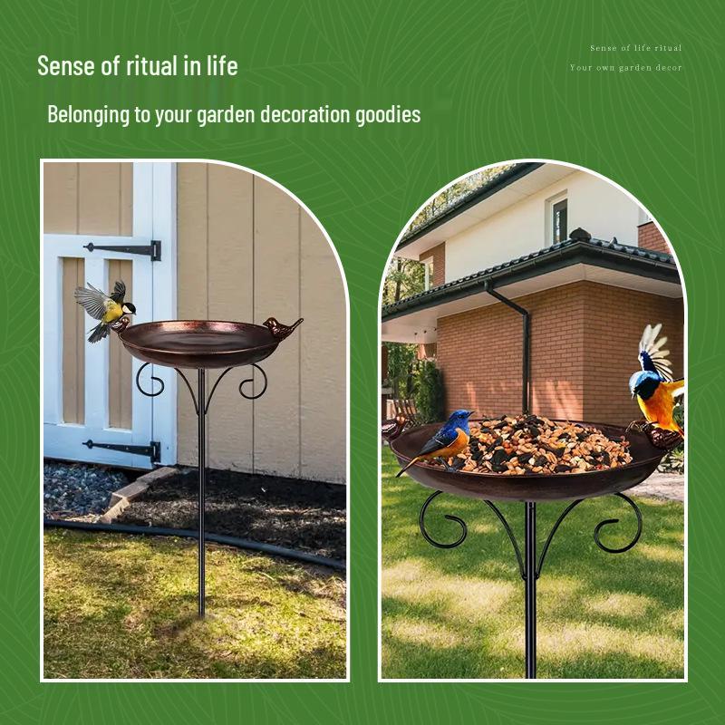 Cross-border Outdoor Garden Bird Feeder, Hummingbird Bath & Iron Art Decor