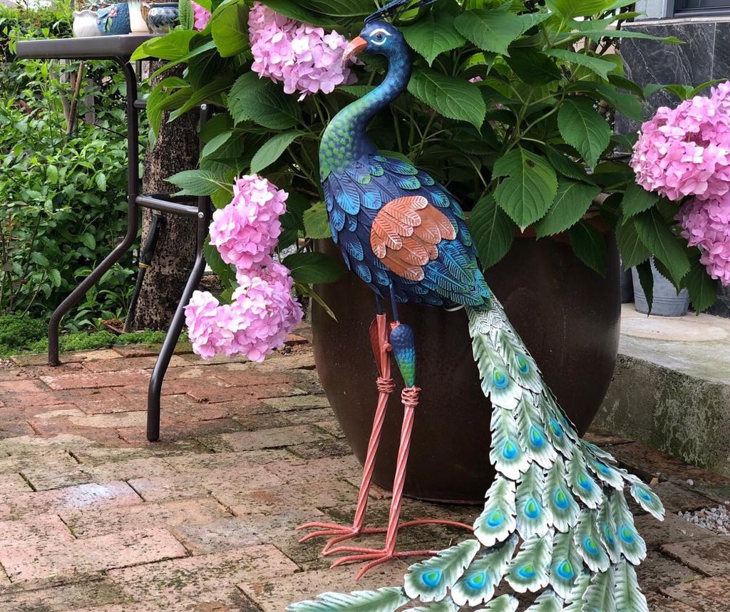 Wrought Iron Peacock Display Stand Creative Vintage Figurine Outdoor Garden Decor Window Display Ornament  Peacock Decoration