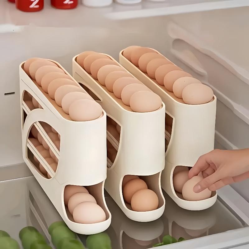 Ein automatisches Eierregal für den Kühlschrank. Es rutscht automatisch herunter. Spart Mühe und Platz. Grosse Kapazität