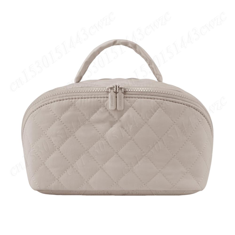 Cotton Travel Makeup Bag with 5 Dedicated Pockets Cosmetic Organizer Cosmetic Bag for Women Toiletries Accessories Brushes