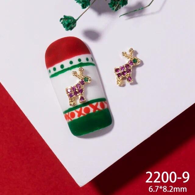2pcs 3D Alloy Christmas Tree Bells Nail Art Zircon Pearl Metal Manicure Nails Accessories DIY Nail Decorations Supplies Charms