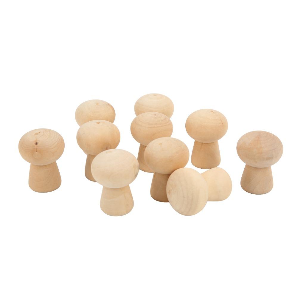 10pcs Unfinished Wooden Wooden Peg Dolls Wooden Mushroom Figurines DIY Arts Crafts Projects