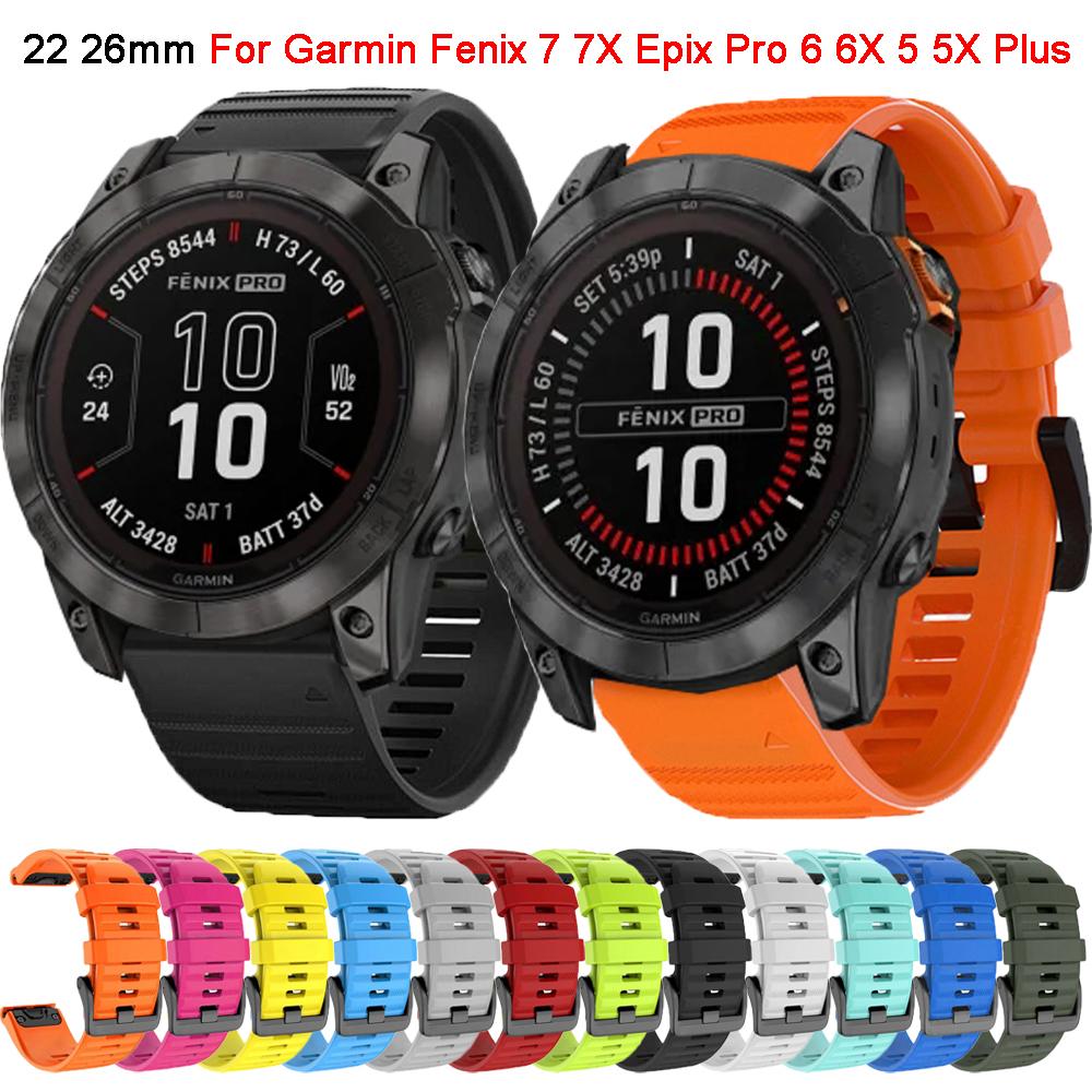 20 26 22mm Strap For Garmin Fenix 7 7X 7S 6S 6 6X Pro 5S 5 5X Plus Epix Pro Silicone Quick Release Watch Easyfit Wrist Band