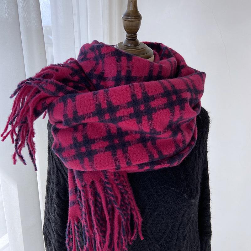 Plaid Scarf Women's Winter New Retro Warm Scarf Imitation Cashmere Shawl