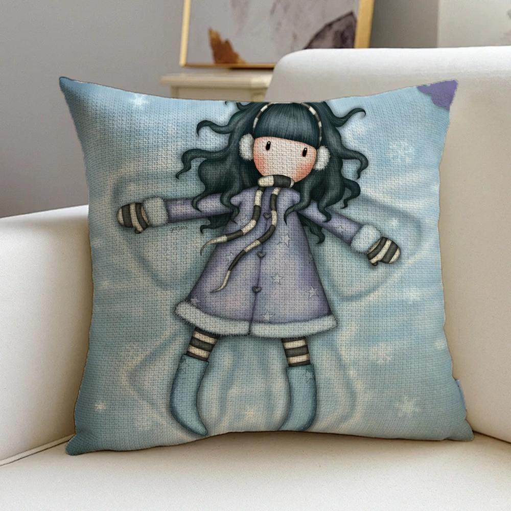 S-Santoro Gorjuss Cushion Cover Cushion Cover Pillowcase, Anti-Mite Invisible Zipper, Linen Sofa Cushion