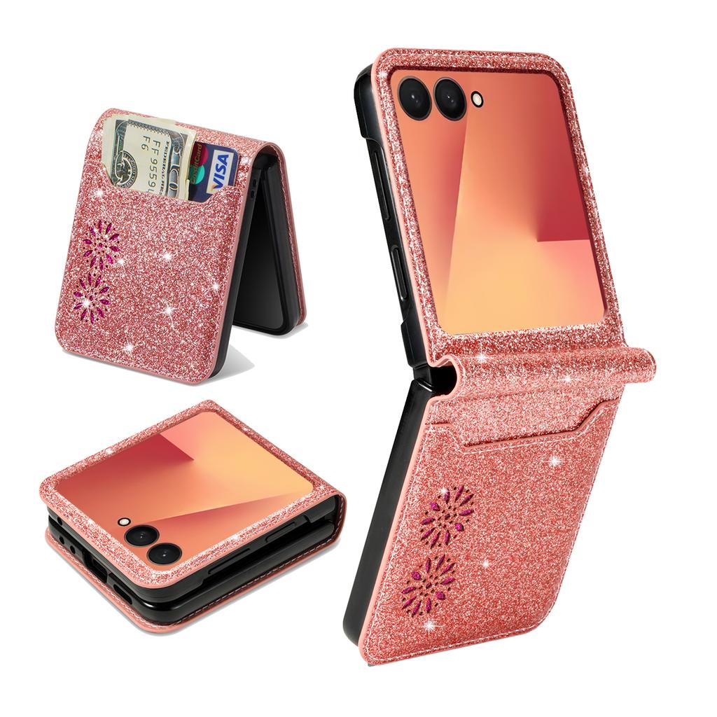 Für Samsung Galaxy Z Flip 8 7E 7 6 5 4 Glitzer Bling Schutz Handyhülle Mit Geldbörse Kartenhalter Leder Stoßfeste Abdeckung