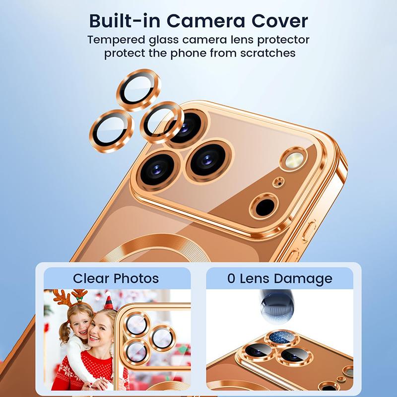 MagSafe Magnetic Plating Case for iPhone 17 Pro Max Case Luxury Electroplated Camera Lens Protector Case for iPhone 17Air Cover