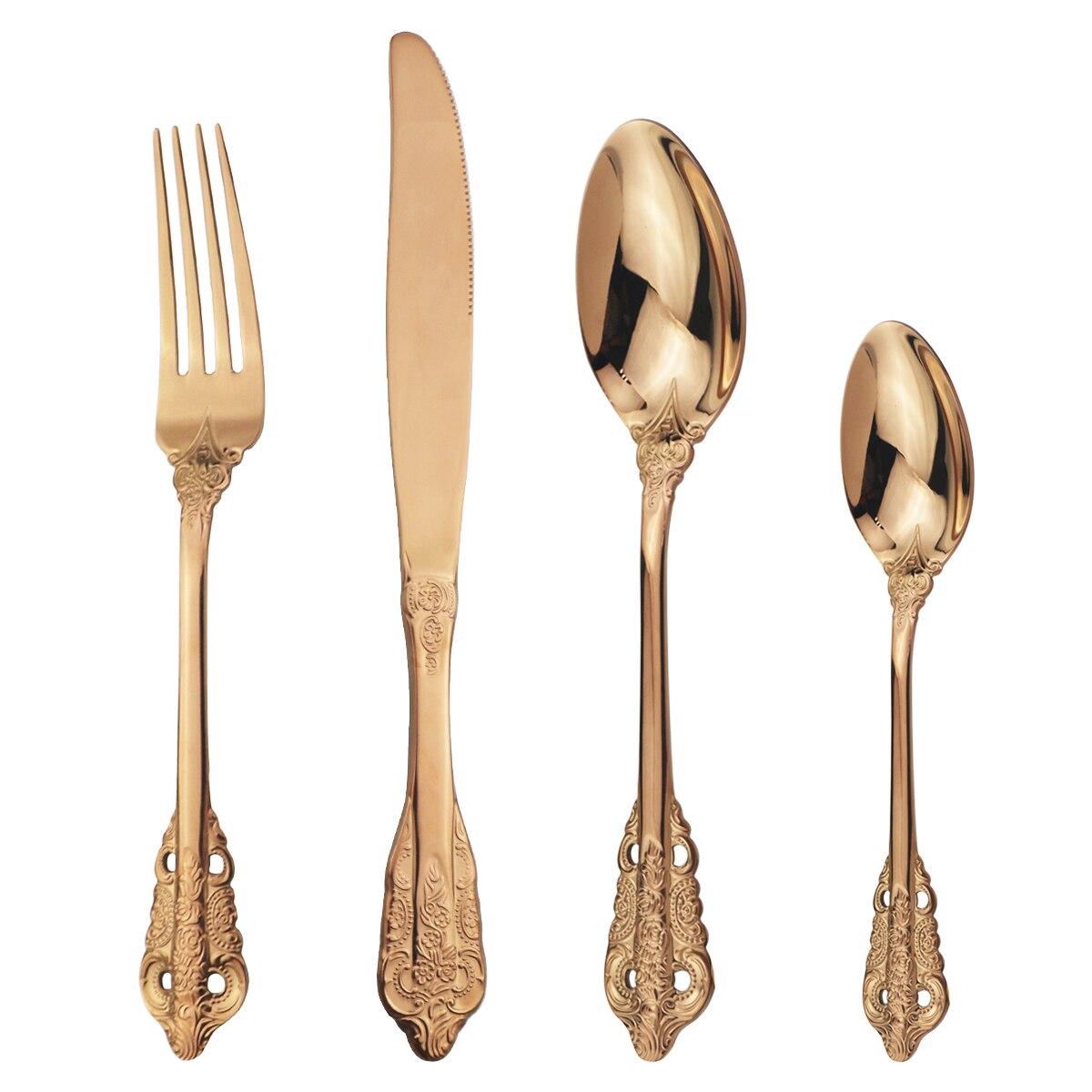 

Черный набор столовых приборов в стиле вестерн, ножи, вилки, ложки, набор столовой посуды из нержавеющей стали 304, набор столовых приборов, набор кухонной посуды для вечеринки розового золота