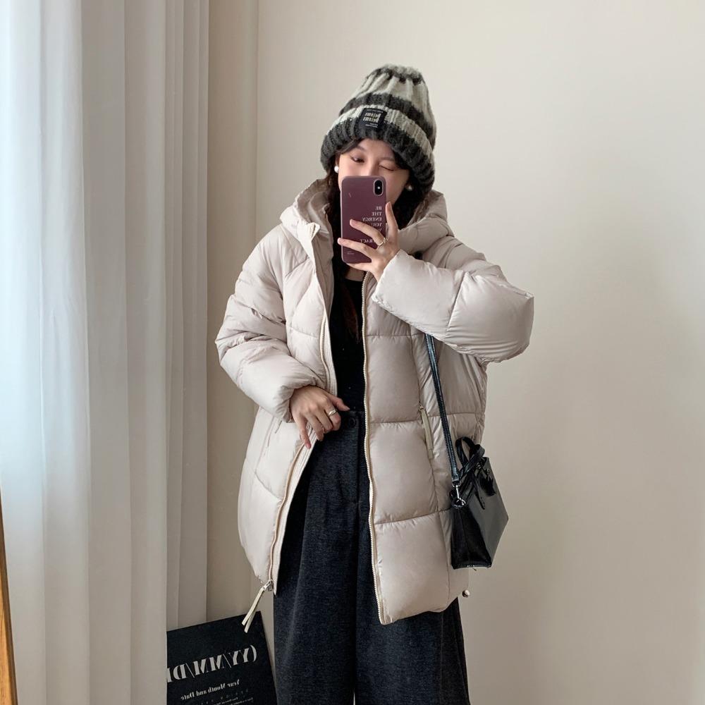 Down cotton-padded clothes women's 2025 new hooded medium and long thickened casual winter bread clothes thickened large cotton-padded jacket