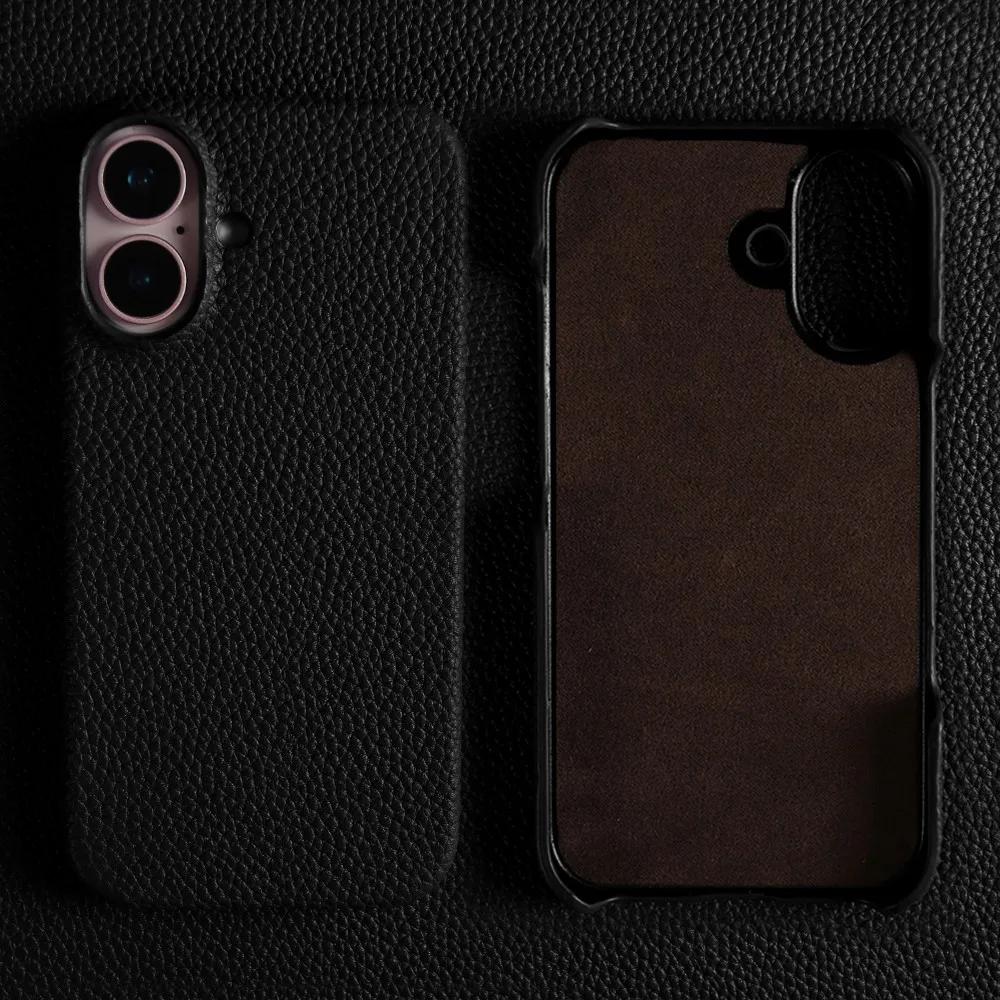For iphone 16 Pro Max case Luxury Genuine Leather Cover Back Etui Coque Shockproof for Funda iphone15 14Pro 13 XR XSMax Carcasa