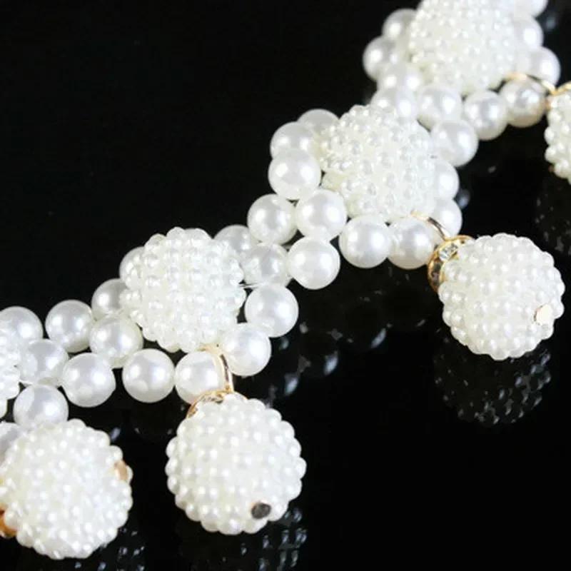 Summer Fashion Ladies Woven Pearl Waist Chain Beads Dance Belt Daily Wedding Dress Waist Chain Jewerly Accessorie For Women Gift