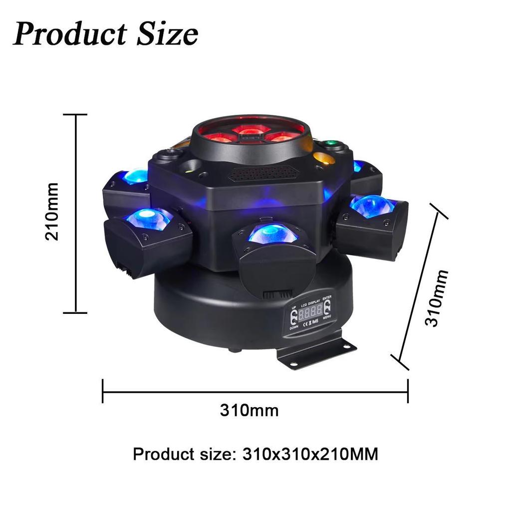 LED 10X10W 6 Head 4in 1  Moving Head Beam Light RG Laser Strobe Light DMX Stage Light RGB Beam Light Rotating Disco Party Bar Atmosphere