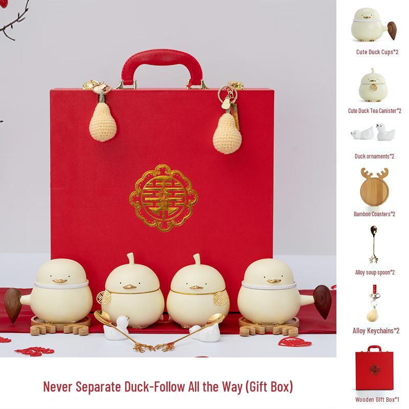 Ceramic Wedding Gift Tea Cup Set Wooden Gift Box Packaging