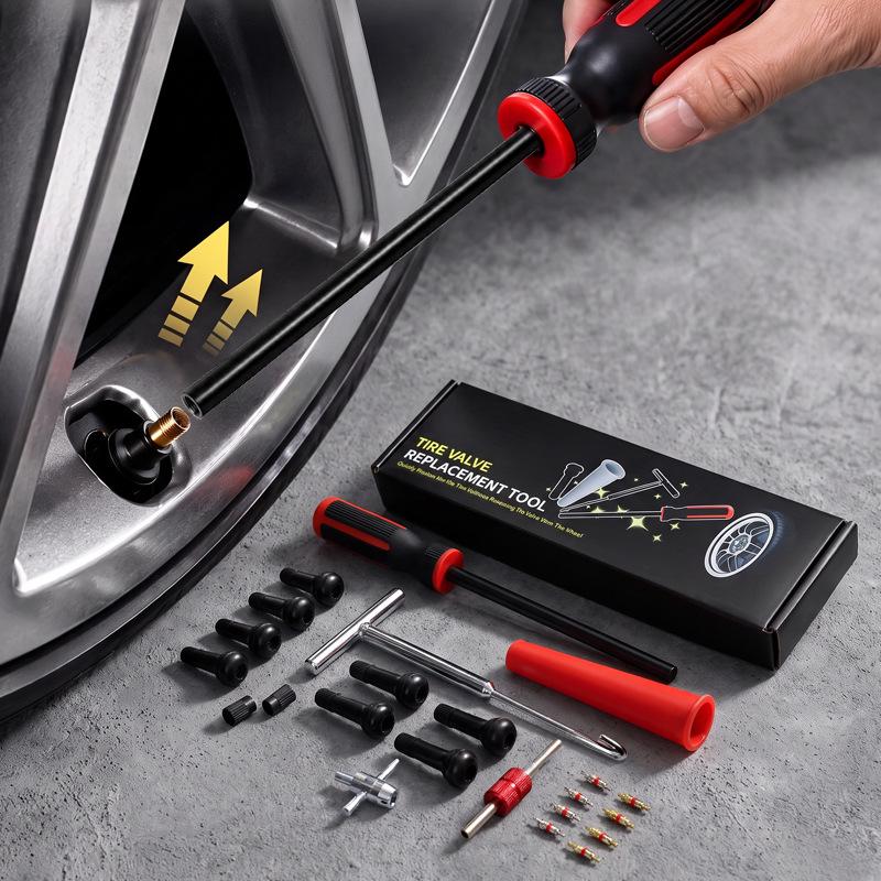 Tire Valve Stem & Core Installation and Repair Tool Kit