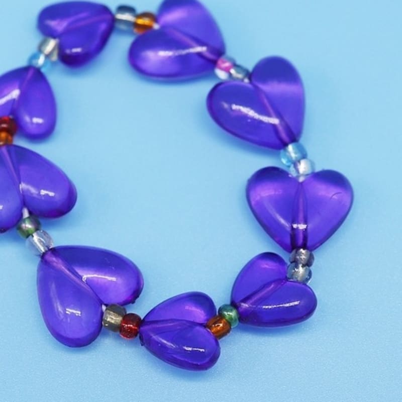 BONBEAU Fancy heart line beads Bracelet Colored heart ball bead bracelet 6 colors