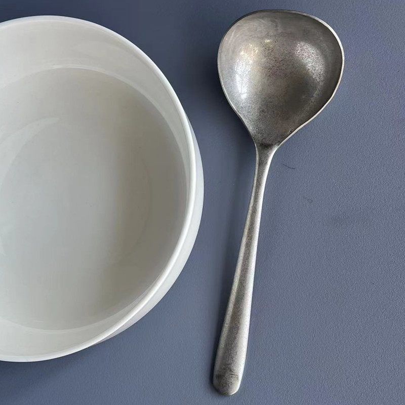 Japanese-Style Large Spoon Snowflake Retro Silver 304 Stainless Steel Spoon Soup Drinking Spoon Home Ladle Porridge Spoon Spoon