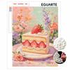 DIY rahmenloses Perlenmalerei-Set Erdbeerkuchen mit Blumen Glänzende Perlen Leinwandkunst Entspannendes kreatives Bastelgeschenk für Frauen Erwachsene