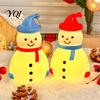 Kids Room Bedside Lamp Christmas Snowman LED Night Light, Portable Cartoon Desk with Hanging Ring for Battery Operated Light Holiday Party Decor, Warm
