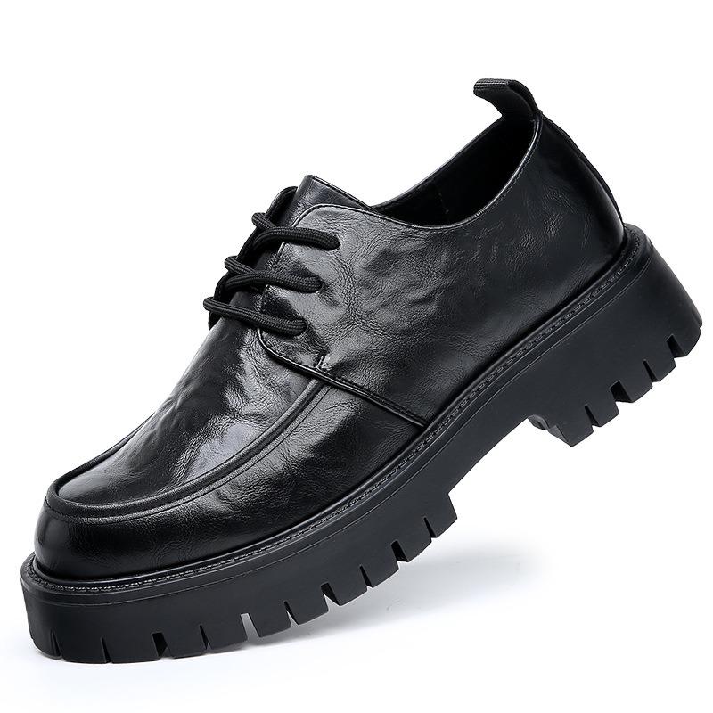 Large Size Men's Shoes Spring and Summer New Trend Thick-soled Breathable Hollow Casual Shoes Business Men's Big Head Leather Shoes Genuine Leather