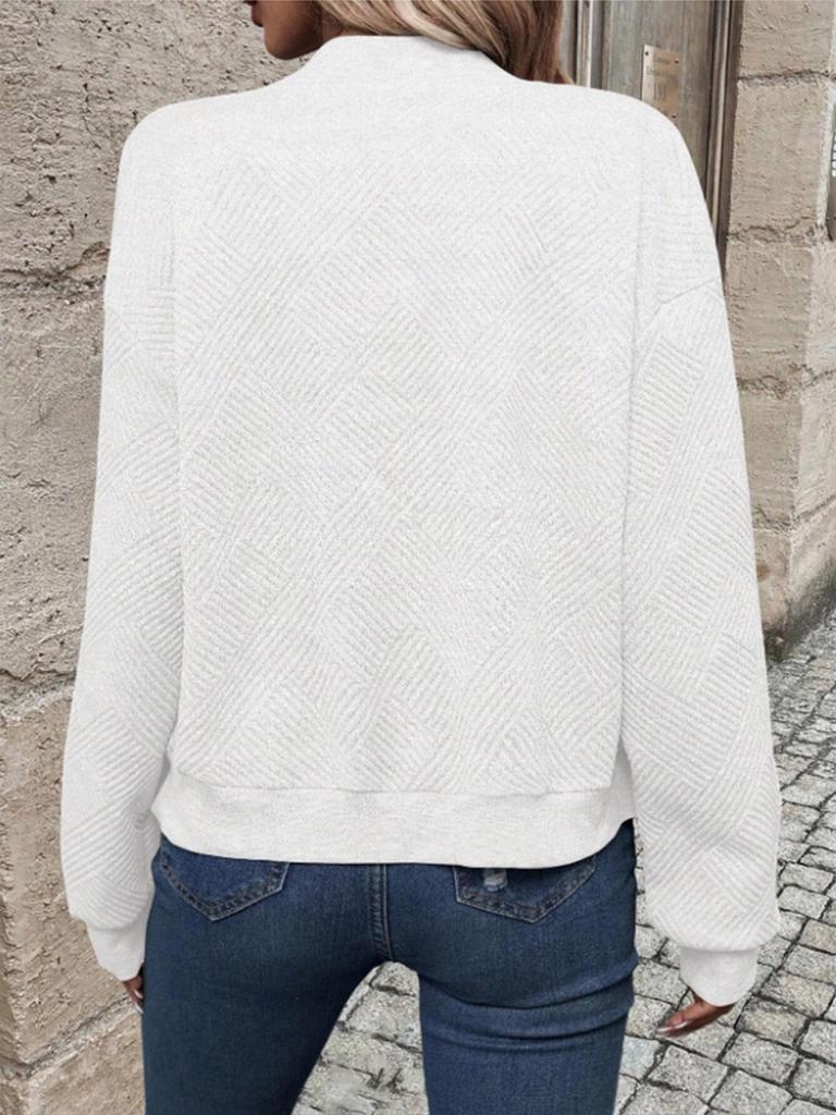 2025 Damen Frühling/Herbst Gestrickter Langarm-Cardigan mit Reißverschluss-Detail und einfarbigem Design.