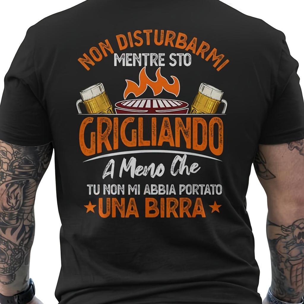 Unisexs Fun Italian Beer Tshirt Italian Proverbs Slogans and Beer Bucket Back Printing Italian Text Gift