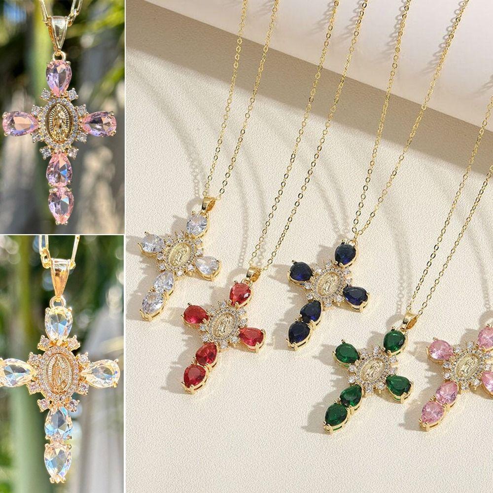 Valentinstagsgeschenk O-Kette Halskette Partyzubehör Kette Choker Neuer Zirkon Kreuzanhänger