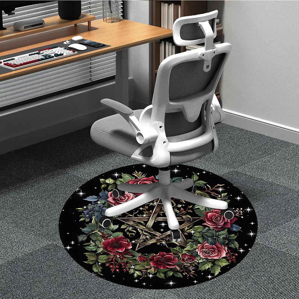 

1pc Pentagram Wreath Chair Carpet for Office, Round Non Slip Durable Large Size Office Carpet, Suitable for Office 80cm